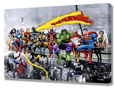 MORE Marvel & DC Superheroes Mounted Canvas Wall Art (various sizes) - Wonder Woman Cap America Iron Man Batman etc New Art, Extra Heroes! £19.99