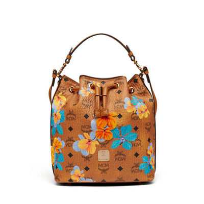 MCM Small Essential Visetos Drawstring Bag In Floral Brown