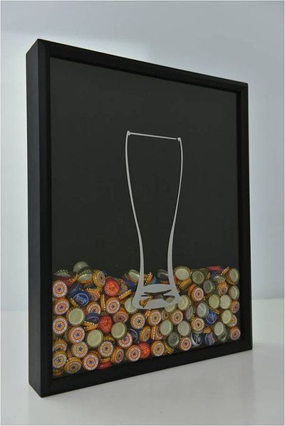 Would be fun to build. Don't know how I would change the design. Maybe glass etch+gold paint with a pint glass.