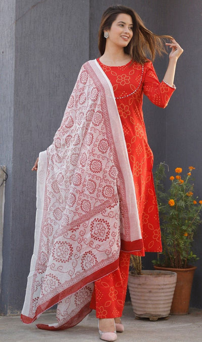 indian style designer kurti Indian Rajasthani Beautiful Red Ethnic Style Dress Women’s and Girls $39.98