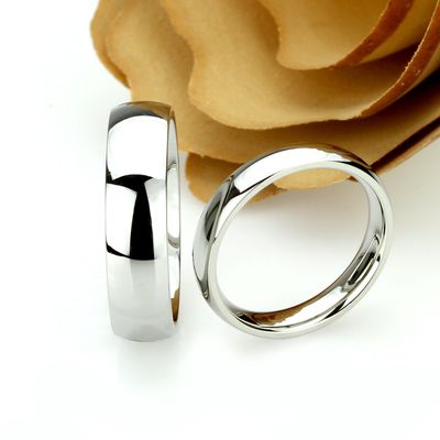 His And Hers Stainless Steel Wedding Band Set, 6mm, 4mm, Classic Domed Ring, Stainless Steel Promise Ring Set, Steel Ring For Couple $71.00