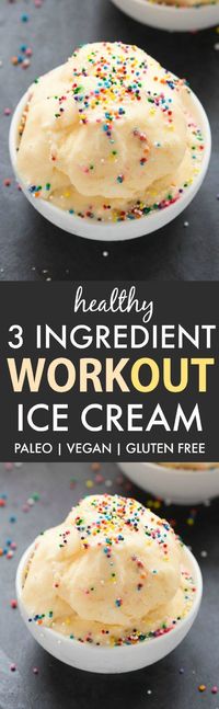 3 Ingredient No Churn Workout Ice Cream (V, GF, Paleo)- An easy and guilt-free 3 ingredient recipe for thick and creamy protein workout ice cream! {vegan, gluten free, dairy free, sugar free}- thebigmansworld.com