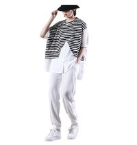 Black and white stitching striped T-shirt women, short-sleeved women’s shirt, comfortable top