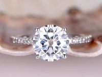 0.50 Carat Moissanite Diamond Engagement Ring In 14k White Gold $192.50