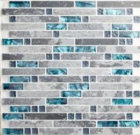 Interlocking glass mosaic blue shell mosaic grey stone marble blend glass mosaic SGMT026 kitchen backsplash tiles bathroom tiles-in Mosaics from Home Improvement on Aliexpress.com