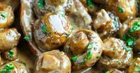 Creamy Garlic and Brie Mushrooms #spon