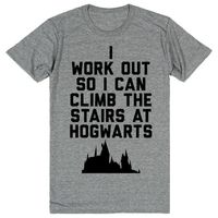 Harry Potter - I Workout So I Can Climb the Stairs at Hogwarts | Unisex Gray T-Shirt | Eternal Weekend - 1