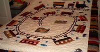 Queen Size Train Quilt I have enjoyed trains since I was a kid so I decided to try my hand at make a train quilt. This is the first sewing I have ever done so I
