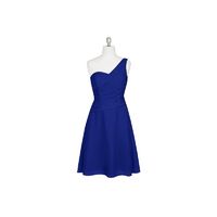 Royal blue Azazie Brynn - Chiffon Knee Length One Shoulder Back Zip Dress - Charming Bridesmaids Store