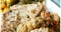 Just set it and forget it ;) This crock pot chicken & stuffing is a delicious home cooked meal that's as easy as it gets!