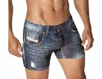 Clever Moda Denim Jean Boxer, Mens Underwear, Blue. (XL) A unique boxer with an dark blue denim jean style print all around, with an elastic waistband. (Barcode EAN = 7706211037295). http://www.comparestoreprices.co.uk/mens-designer-underw...